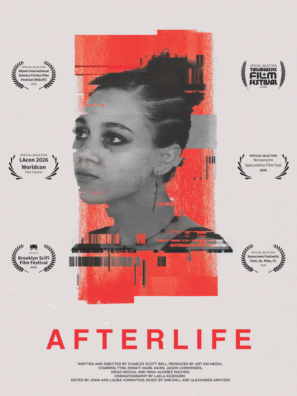 Afterlife film poster, with laurels from its six festivals